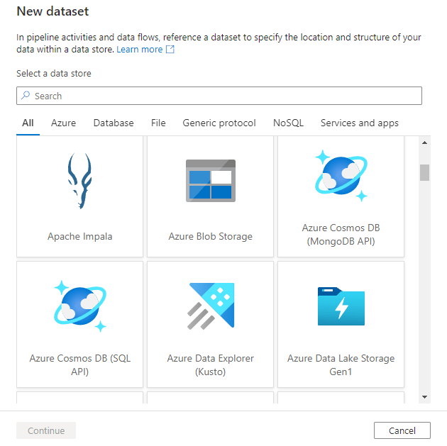 datasets in Adf