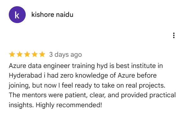 Kishore Naidu Test Monial